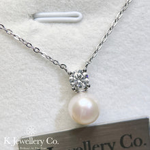 Load image into gallery viewer Moissanite Pearl Necklace Moissanite natural freshwater pearl necklace
