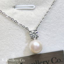 Load image into gallery viewer Moissanite Pearl Necklace Moissanite natural freshwater pearl necklace
