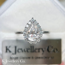 Load image into gallery viewer Moissanite Pear Halo Ring full moissanite pear-shaped surrounding ring
