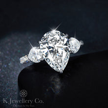 將圖片載入圖庫檢視器 Moissanite 5ct+1.72ct Pear Brilliant Ring 莫桑石華麗5卡+1.72卡水滴型愛心戒指
