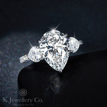 Load image into gallery viewer Moissanite 5ct+1.72ct Pear Brilliant Ring Moissanite gorgeous 5ct+1.72ct water drop love ring
