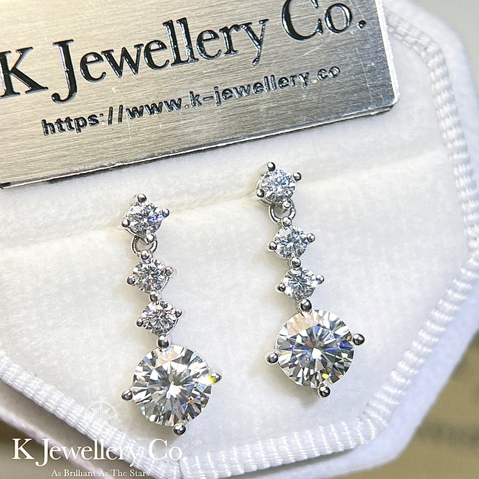 Moissanite Four Prongs Earrings Moissanite Four Claws and Three Stones Drop Earrings