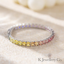 將圖片載入圖庫檢視器 Lab Grown Gem 12ct Full Paved Bracelet 實驗室培育寶石彩虹手鏈
