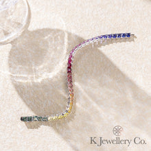 將圖片載入圖庫檢視器 Lab Grown Gem 12ct Full Paved Bracelet 實驗室培育寶石彩虹手鏈
