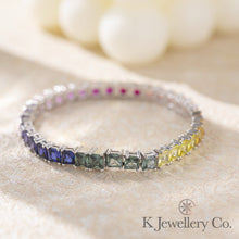 將圖片載入圖庫檢視器 Lab Grown Gem 12ct Full Paved Bracelet 實驗室培育寶石彩虹手鏈
