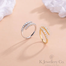 Load image into gallery viewer Moissanite Dual Band Ring Moissanite double line surrounding ring
