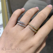 Load image into gallery viewer Moissanite Dual Band Ring Moissanite double line surrounding ring
