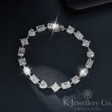 將圖片載入圖庫檢視器 Moissanite Elegant Irregular Princess Square Heart-shaped Emerald Oval Cut Bracelet 奢華尊貴1克拉異形莫桑石公主方心形祖母綠切椭圓手鏈
