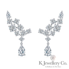 Load image into gallery viewer Moissanite Luxury Cluster Pear Earrings Moissanite pear-shaped diamond cluster earrings
