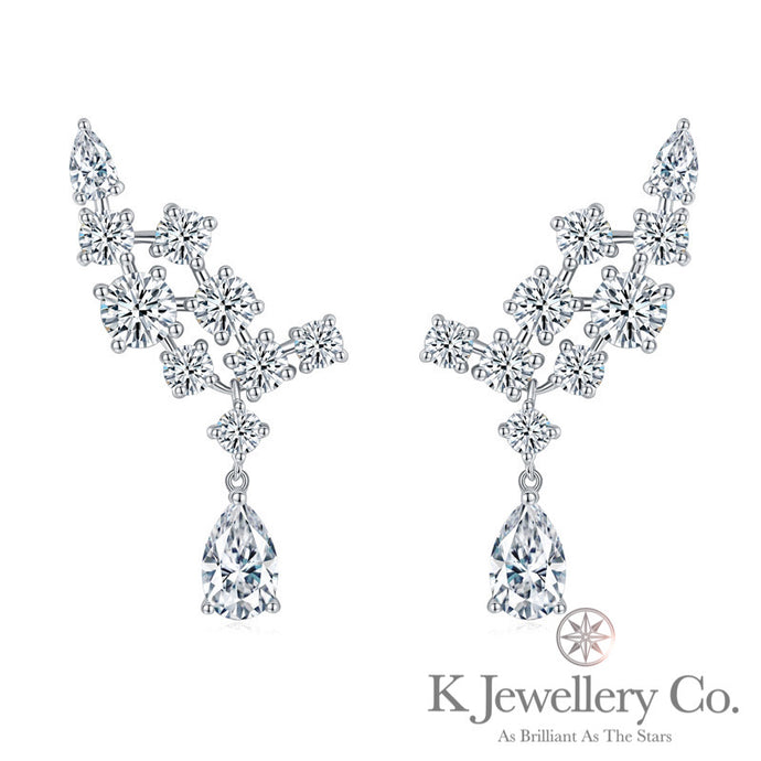 Moissanite Luxury Cluster Pear Earrings Moissanite pear-shaped diamond cluster earrings