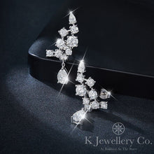 Load image into gallery viewer Moissanite Luxury Cluster Pear Earrings Moissanite pear-shaped diamond cluster earrings
