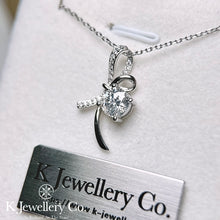 Load image into gallery viewer Moissanite Ribbon Knot Necklace Moissanite Ribbon Knot Necklace
