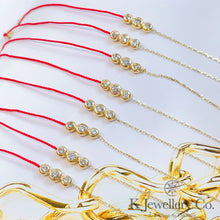 Load image into gallery viewer Diamond 18K Gold 0.15ct redline Bracelet 18K natural diamond three-stone red rope bracelet
