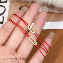 將圖片載入圖庫檢視器 Cubic Zirconia Glide Redline Bracelet 高碳鑽星光滑動紅繩手鏈
