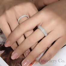 將圖片載入圖庫檢視器 Moissanite Couple Full Star Ring 莫桑石全圈情侶三排石排戒
