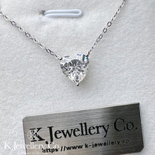 將圖片載入圖庫檢視器 Moissanite 2ct Heart Necklace 莫桑石2卡愛心清鑲頸鏈
