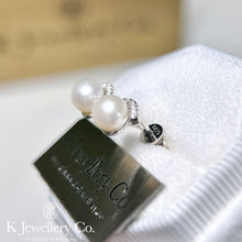 Load image into gallery viewer Moissanite Pearl Earrings 莫桑石天然珍珠耳環
