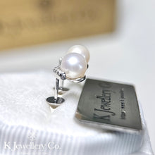 將圖片載入圖庫檢視器 Moissanite Pearl Earrings 莫桑石天然珍珠耳環
