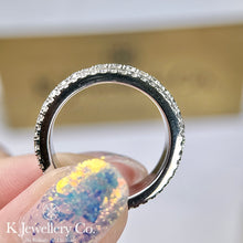 Load image into gallery viewer Moissanite Rolling Ring Full Paved Ring Full Circle Three Rows of Moissanite Rotating Ring
