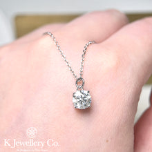 Load image into gallery viewer Moissanite Classic Four Prong Necklace Moissanite square bottom simple four-claw necklace
