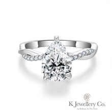 Load image into gallery viewer Moissanite Twisted Pear 2ct Ring Moissanite Twisted Pear 2ct Ring 
