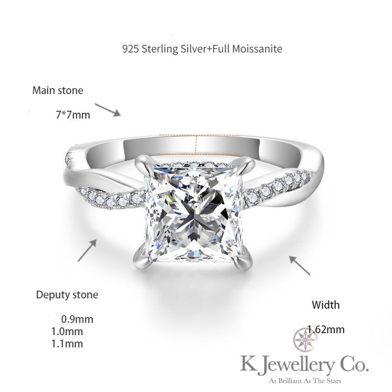 Moissanite Twisted Princess Cut 2ct Ring Moissanite Princess Cut 2ct Ring