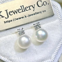 Load image into gallery viewer Moissanite Pearl Earrings Moissanite Pearl Earrings
