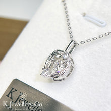 Load image into gallery viewer Moissanite Dancing Stone Feather Necklace Moissanite Beating Heart Feather Necklace
