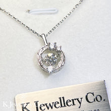 Load image into gallery viewer Moissanite Dancing Stone Feather Necklace Moissanite Beating Heart Feather Necklace
