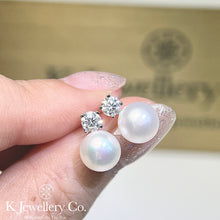 Load image into gallery viewer Moissanite Pearl Earrings Moissanite Pearl Earrings
