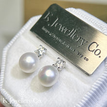 Load image into gallery viewer Moissanite Pearl Earrings Moissanite Pearl Earrings

