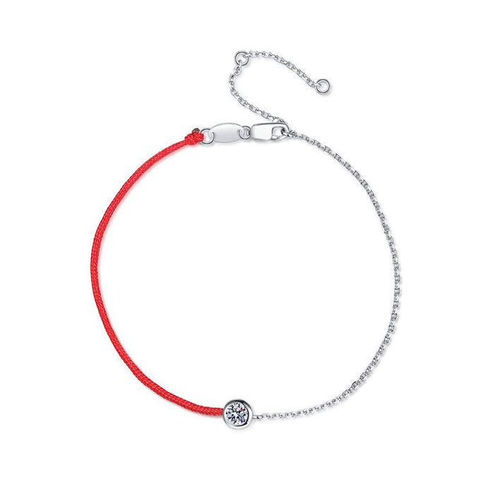 Moissanite Redline Bracelet Moissanite 30 points red rope/full chain bracelet