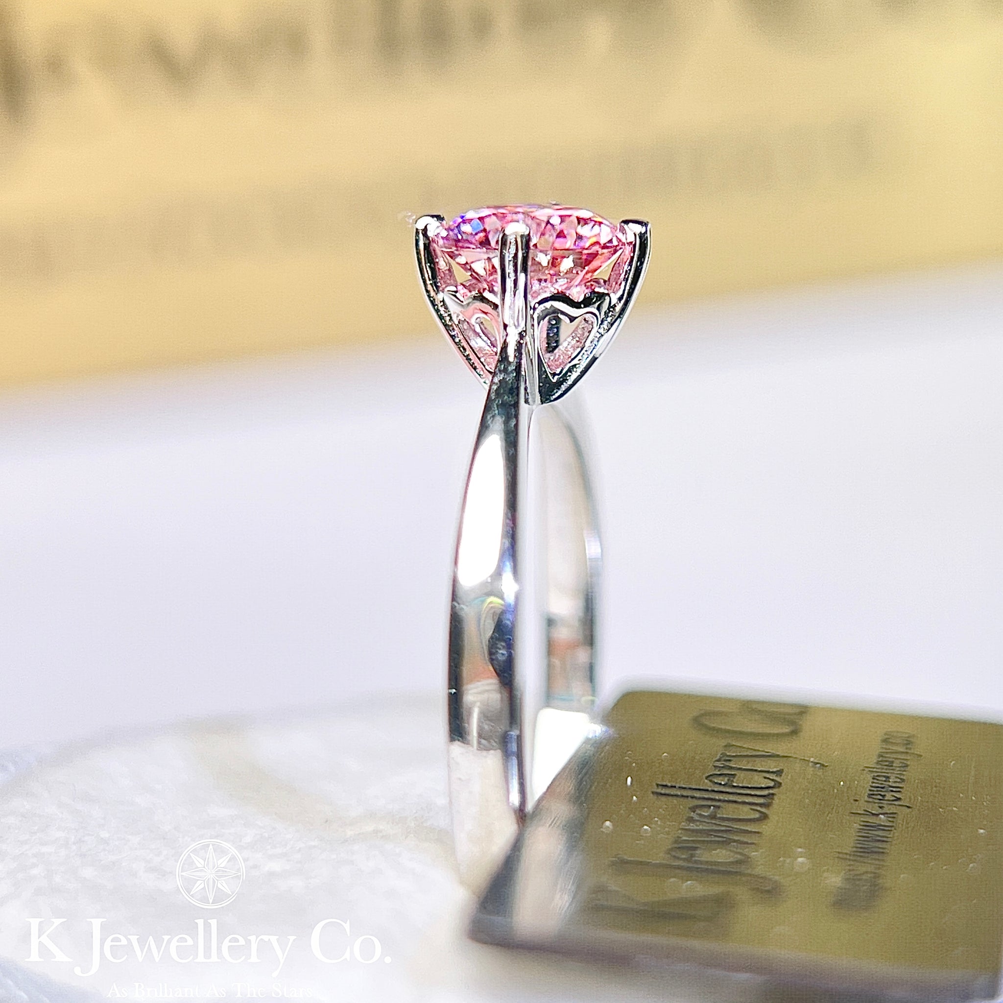 Moissanite Four Claws Love Ring custom pink moissanite ring – K 