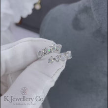 Load the video into the gallery viewer and play, Moissanite Elegant Emerald Oval Pear Cut Full Paved Ring 全莫桑石異型石排戒
