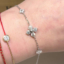 Load the video into the gallery viewer and play, Moissanite Lucky Clover Bracelet Moissanite four-leaf clover three-flower bracelet
