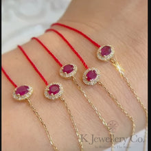Load the video into the gallery viewer and play, Diamond 18K Gold 0.25ct Ruby redline Bracelet 18K ruby ​​red rope bracelet
