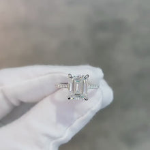 Load the video into the gallery viewer and play, Moissanite Radiant Cut/ Emerald Cut 4ct Ring Moissanite Emerald Cut/ Radiant Cut Ring
