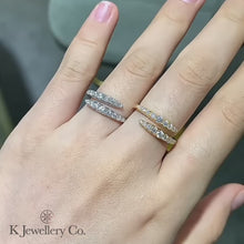 Load the video into the gallery viewer and play, Moissanite Dual Band Ring Moissanite double line surrounding ring
