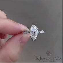 Load the video into the gallery viewer and play, Moissanite Twisted Marquise 2ct Ring Moissanite Marquise 2ct Ring 
