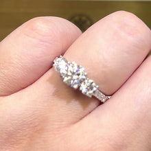 Load the video into the gallery viewer and play, Moissanite Three Stars Paved Ring full moissanite three stone surround ring
