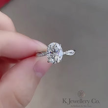 Load the video into the gallery viewer and play, Moissanite Twisted Oval Cut 2ct Ring Moissanite Oval Two Card Wave Ring 
