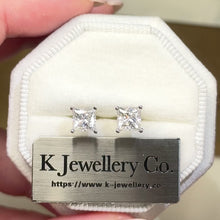 Load the video into the gallery viewer and play, Moissanite Princess Cut Ear Studs Moissanite Princess Cut Ear Studs
