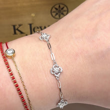 Load the video into the gallery viewer and play, Moissanite Lucky Clover Bracelet Moissanite four-leaf clover three-flower bracelet
