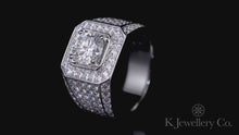 將影片載入圖庫檢視器並播放，Moissanite Luxurious Set Men Ring 莫桑石滿鑽豪華鑲嵌男戒
