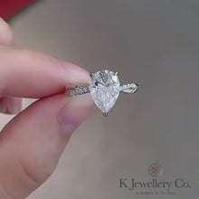 Load the video into the gallery viewer and play, Moissanite Twisted Pear 2ct Ring Moissanite Twisted Pear 2ct Ring 
