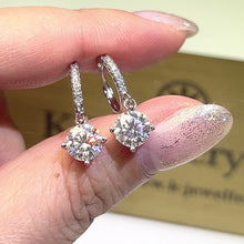 將影片載入圖庫檢視器並播放，Moissanite Four Prongs Cuff Earrings 莫桑石四爪耳圈耳環
