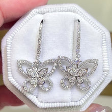 Load the video into the gallery viewer and play, Moissanite Butterfly Silhouette Earrings Moissanite Phantom Butterfly Earrings
