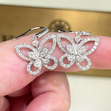 Load the video into the gallery viewer and play, Moissanite Butterfly Silhouette Earrings Moissanite Phantom Butterfly Earrings
