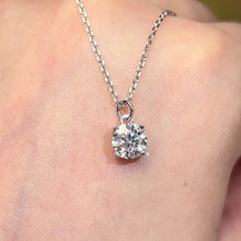 Load the video into the gallery viewer and play, Moissanite Classic Four Prong Necklace Moissanite square bottom simple four-claw necklace
