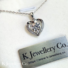 將圖片載入圖庫檢視器 Moissanite Heart Necklace  莫桑石愛心圍鑲頸鏈
